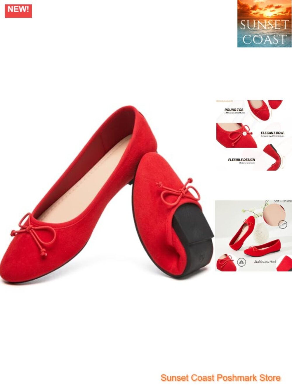 Suede Ballet Flats with Bow Slip On Dress Shoes